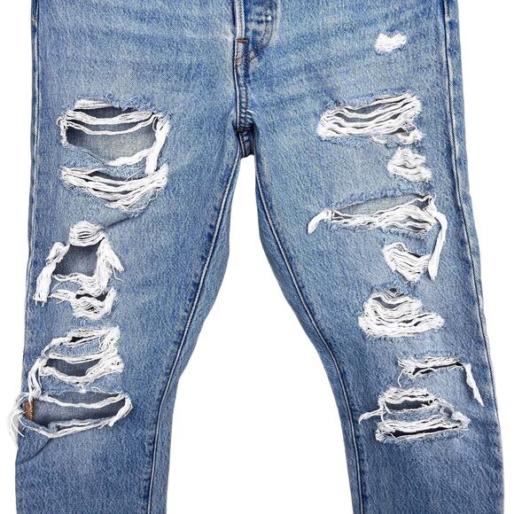 Levi's High Rise Ripped Blue Jeans - Picture 3 of 15